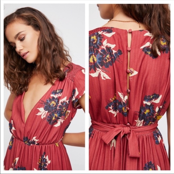 Free People All I Got Maxi Dress Retro Floral Sz 4 - Picture 3 of 16